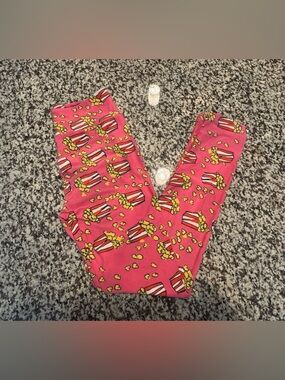 Bright Pink Popcorn Print Leggings for Women